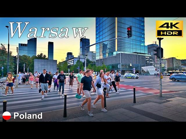 Warsaw Walking Tour / Evening walk in the bustling center of Warsaw / Poland  / 4K HDR