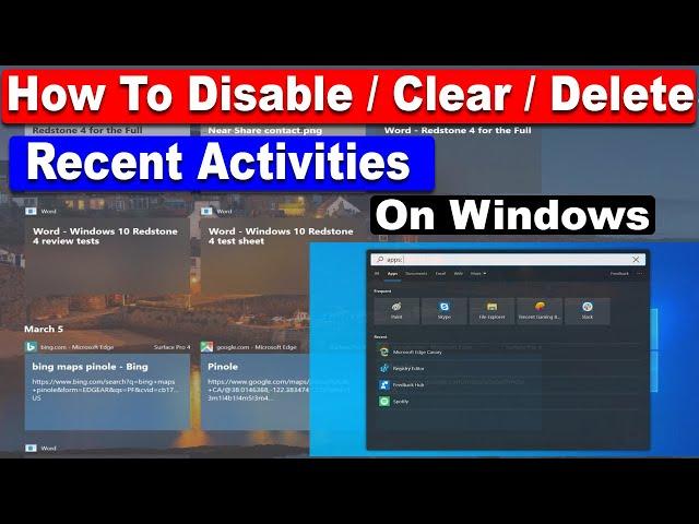 How To Disable Recent Activities in Windows 10