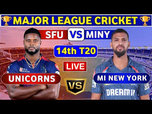 MI New York vs San Francisco Unicorns, 14th T20 | MINY vs SFU 14th Match Live Score & Commentary