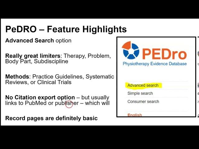 PEDro (Physiotherapy Evidence Database) - Marquette University - Raynor Library