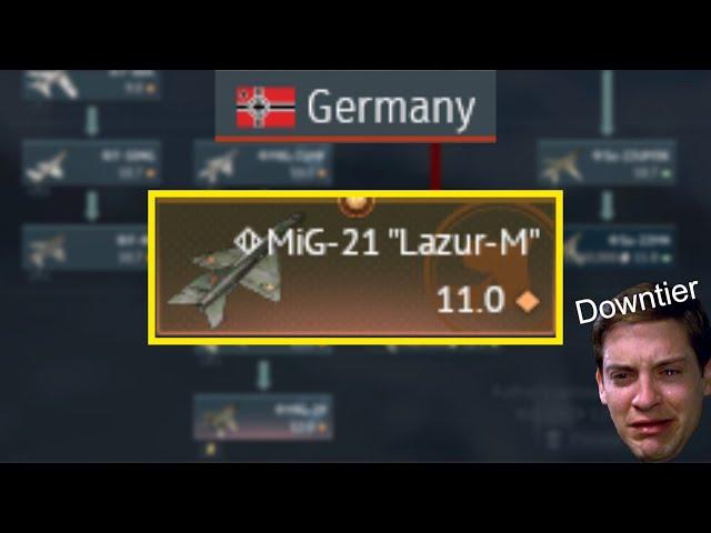 Finally Finish My Germany Tech Tree By Destroying Down Tier Using MiG-21 Lazur-M