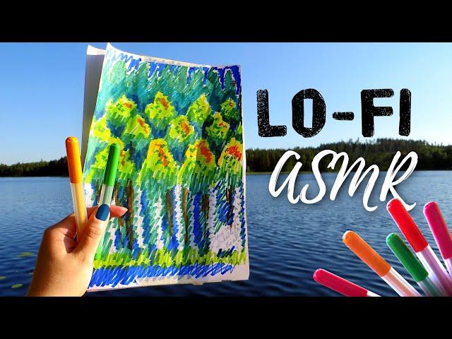 Lo-Fi ASMR | Marker Sketching Outside | No Talking