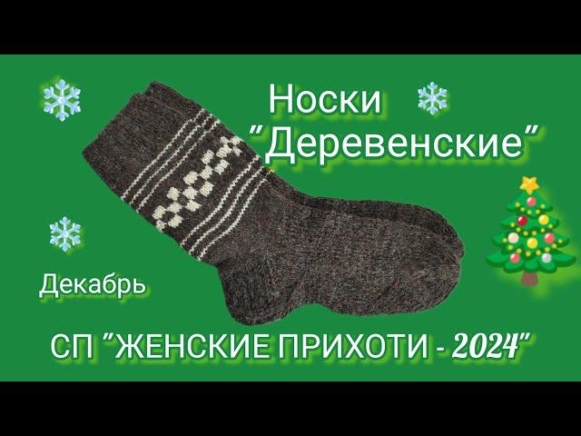 Вязание. НОСКИ "ДЕРЕВЕНСКИЕ" с небольшим секретом  укрепления. СП "ЖЕНСКИЕ ПРИХОТИ - 2024". Обзор.