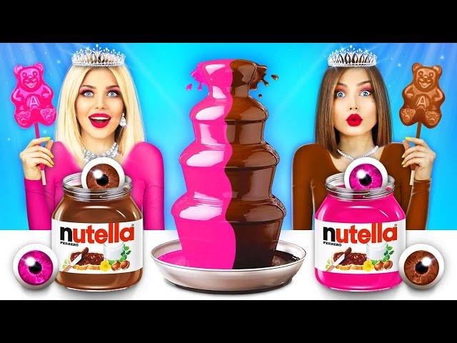 Chocolate Fondue Challenge! | Eating Colored Food and Only Sweet Yummies by RATATA COOL