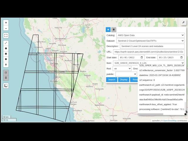 Searching and visualizing AWS  open geospatial datasets interactively with leafmap