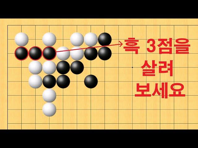 바둑 맥점 사활 - 기가막힌 묘수로 흑 3점을 살려보세요