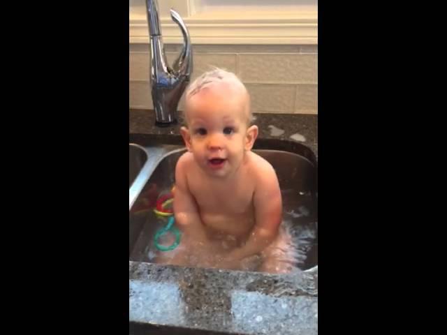 Bath time at Grandma & Grandpa's