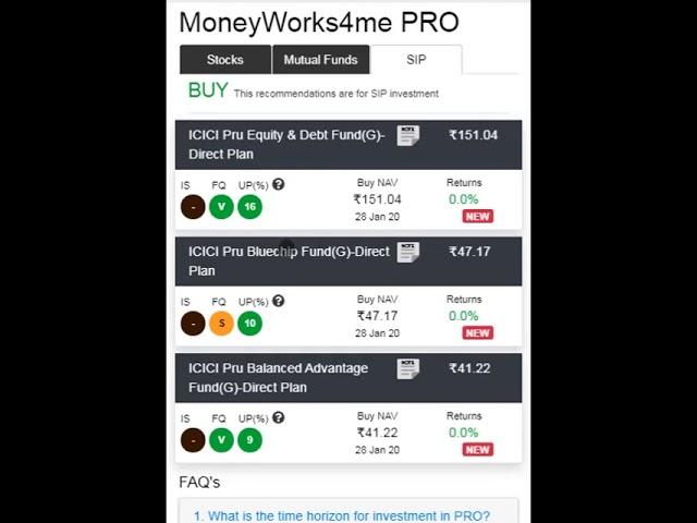 Investing in SIP using MoneyWorks4me PRO