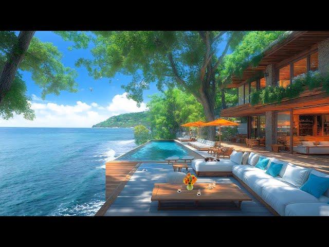 Positive Bossa Nova with Relaxing Waves - Morning Jazz at a Beautiful Beachside Cafe