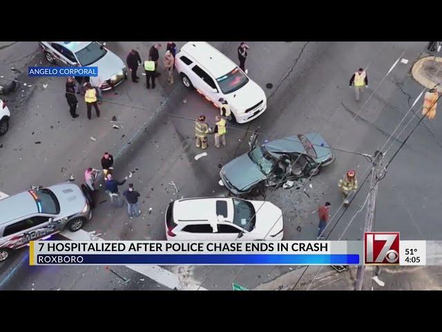 7 sent to the hospital after police chase ends in crash in Roxboro