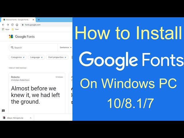 How to install Google fonts on windows 10, 8.1,7 PC | Google Fonts Installation on Windows PC