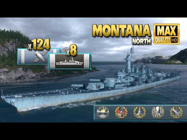 Battleship Montana: Nice comeback on map North - World of Warships