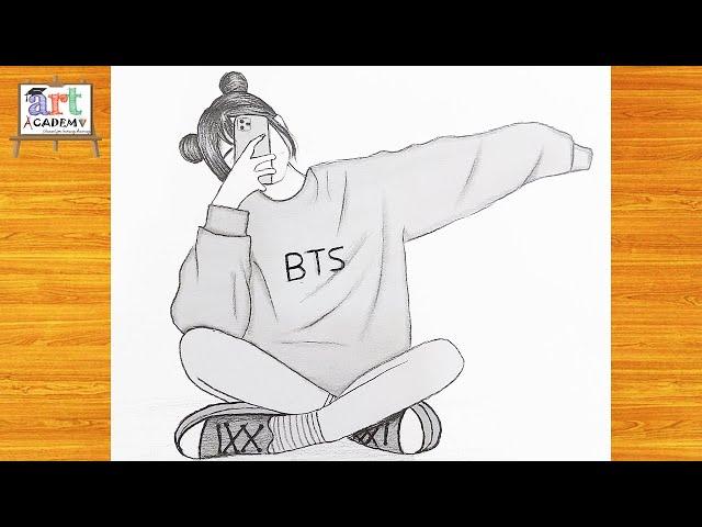 رسم بنات | تعليم رسم بنت سهلة خطوه بخطوه للمبتدئين | how to draw cute girl /BTS رسم