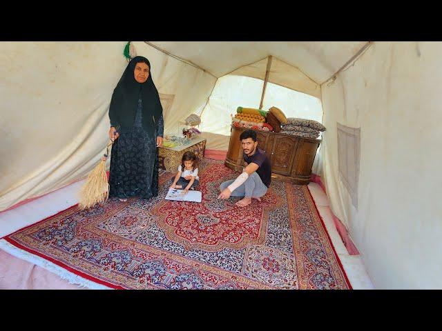 "From destruction to beauty: the project of rebuilding Ramin's house and carpeting the tent"