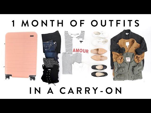 1 MONTH of OUTFITS in a Carry-On Suitcase | TRAVEL CAPSULE Wardrobe | Miss Louie