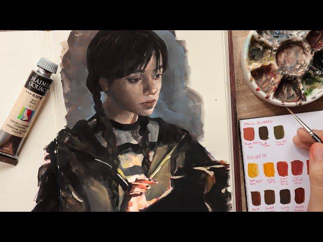 Maimeri Gouache mini review | WEDNESDAY | Painting over my pen sketches #19