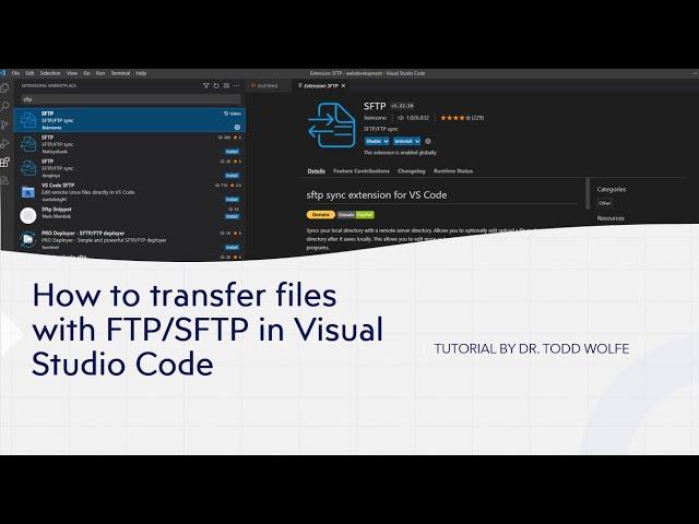 Visual Studio Code Tutorial (VSCode: How to FTP/SFTP files to a webserver.