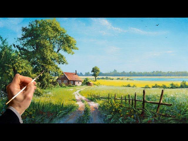  Acrylic Landscape Painting - Spring / Easy Art / Drawing Lessons / Satisfying Relaxing / Акрил