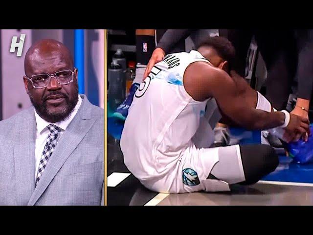Shaq & TNT Crew REACT to Anthony Edwards’ Injury vs Nets