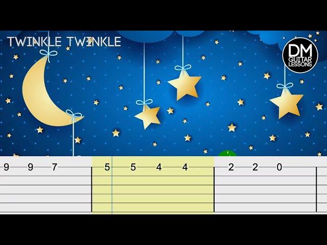 Twinkle Twinkle Little Star Guitar Play-along Tab (Beginner/ Child freindly) All on one string!