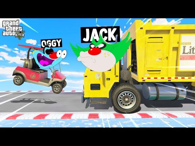 OGGY FIGHTING WITH GARBAGE TRUCK IN FACE TO FACE CHALLENGE (GTA 5 Funny Moments)