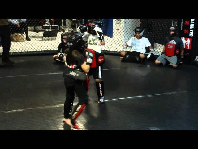 Blue belt girl & White belt boy's Kick Boxing sparring