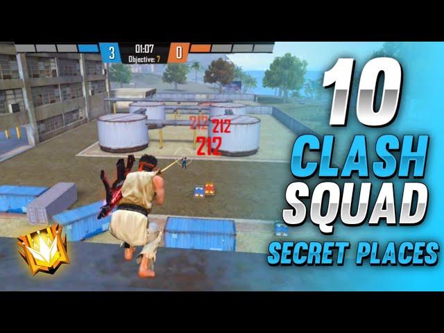 TOP 10 CLASH SQUAD SECRET PLACES FREE FIRE | CLASH SQUAD TIPS AND TRICKS IN FREE FIRE (PART - 13)