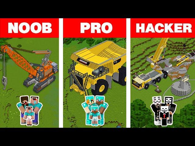 Minecraft NOOB vs PRO vs HACKER: CONSTRUCTION FAMILY HOUSE BUILD CHALLENGE / Animation