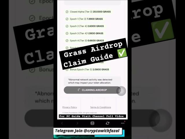 Grass Airdrop Claim And Withdrawal Process Guide  : Grass Airdrop Not Connecting Issue Solution