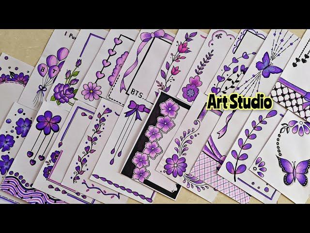 50 PURPLE BORDER DESIGNS/PROJECT WORK DESIGNS/A4 SHEET/FILE/FRONT PAGE DESIGN FOR SCHOOL PROJECTS