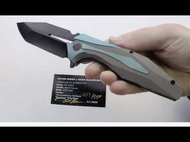 Custom folding knife from Arcane Design and late Isham Bladeworks CU 85