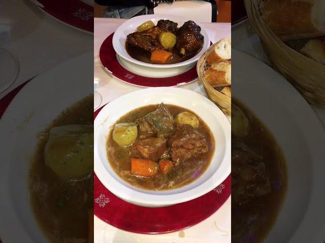 CoQ au Vin, Bœuf Bourguignon Dinner at Saint Michel, Paris.