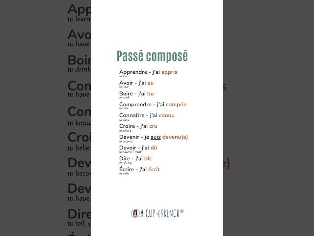 Useful verbs conjugated in passé composé 