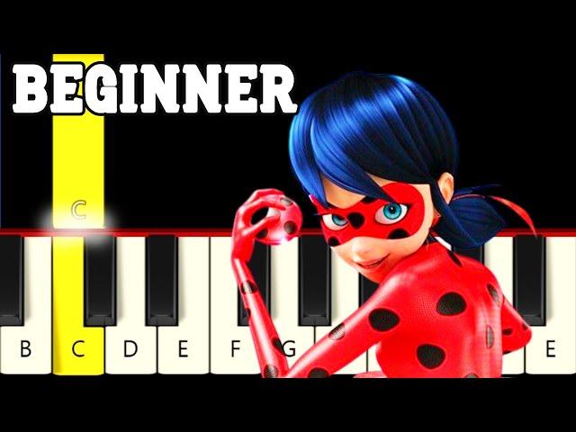 Miraculous LadyBug Theme - Very Easy and Slow Piano tutorial - Only White Keys