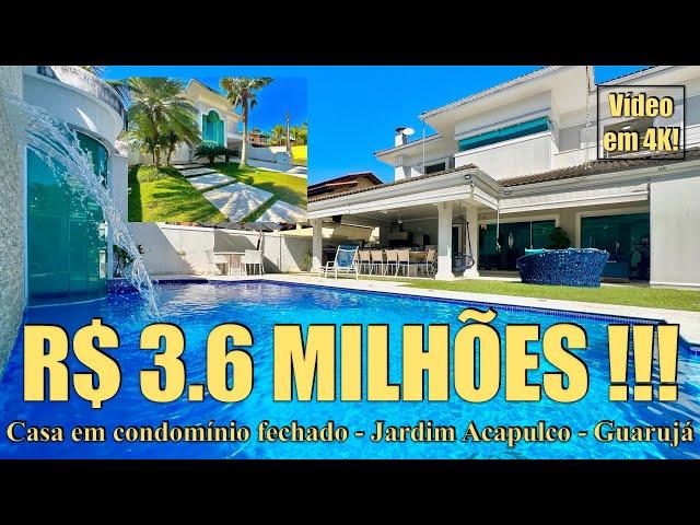 R$ 3.6. MILHÕES !!! Casa à venda com 5 suítes - Piscina, sauna e churrasqueira - Acapulco - Guarujá!