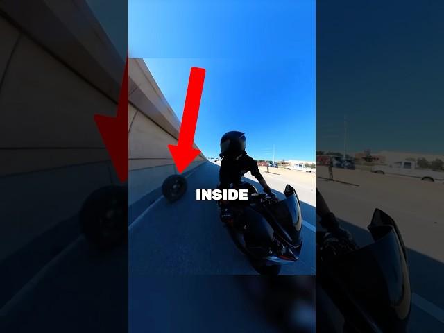 Biker Spots Tire Inside His Lane! 