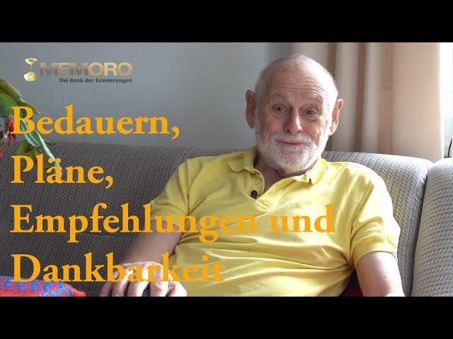 Bedauern, Pläne, Empfehlungen und Dankbarkeit - Prof. h. c. Dr. Dieter Klein