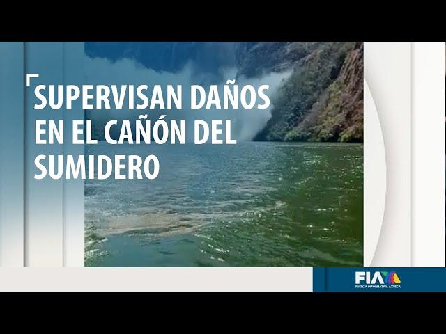 Tras deslave, autoridades recorren el Cañón del Sumidero para supervisar daños