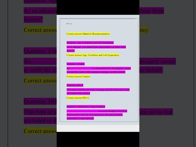 TEXAS ADJUSTER EXAM WITH 100% CORRECT ANSWERS