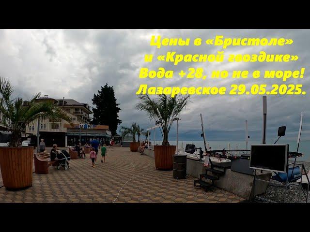 Цены в столовой Бристоль и кафе "Красная гвоздика",вода +28, но не в бассейне! Лазаревское 29.05.25.