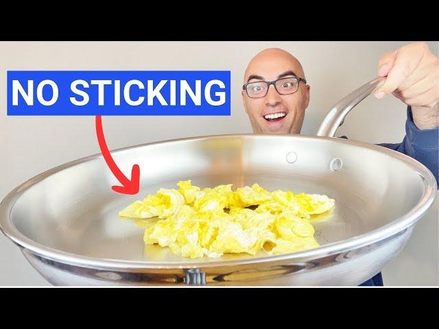 How to Cook SCRAMBLED Eggs in Stainless Steel WITHOUT Sticking