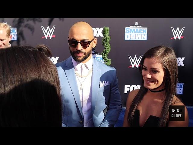 Ricochet & Kacy Catanzaro Interview - WWE Smackdown 20th Anniversary Blue Carpet