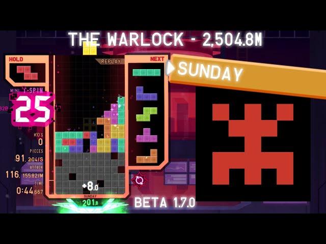 Quick Play 2 - The Warlock (Reworked), 2,504.8m by Sunday - TETR.IO High Level Replays