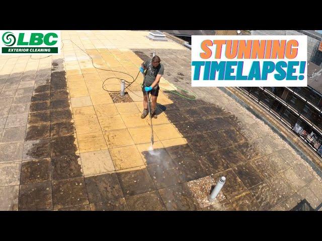 Mesmerizing Roof Terrace Transformation: Ultimate Pressure Washing Time-Lapse 