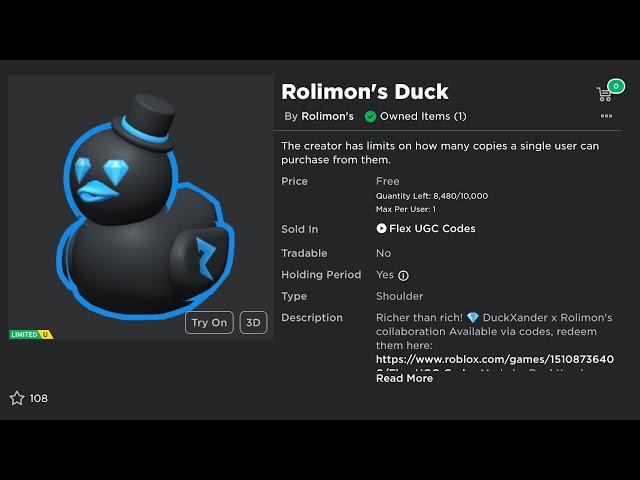 Sniping Rolimon’s Duck (Roblox Free UGC Limited)