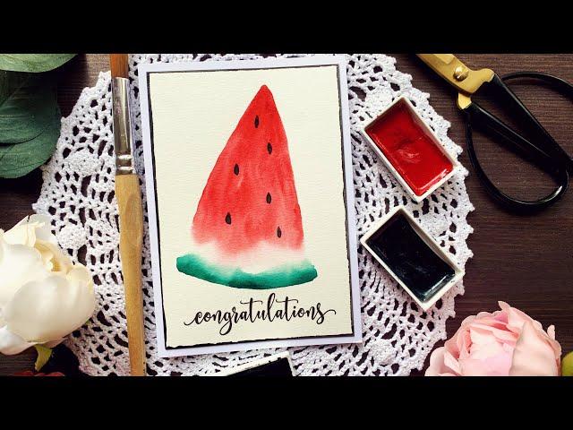 Easy Watercolour Watermelon | QUICK HANDMADE CARDS