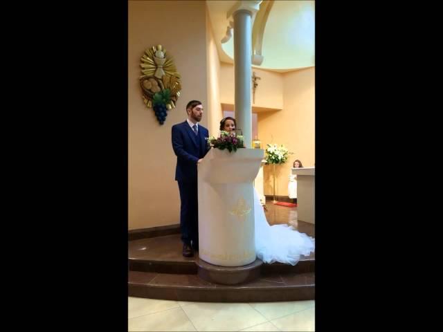 Bride sings to her new husband at wedding.