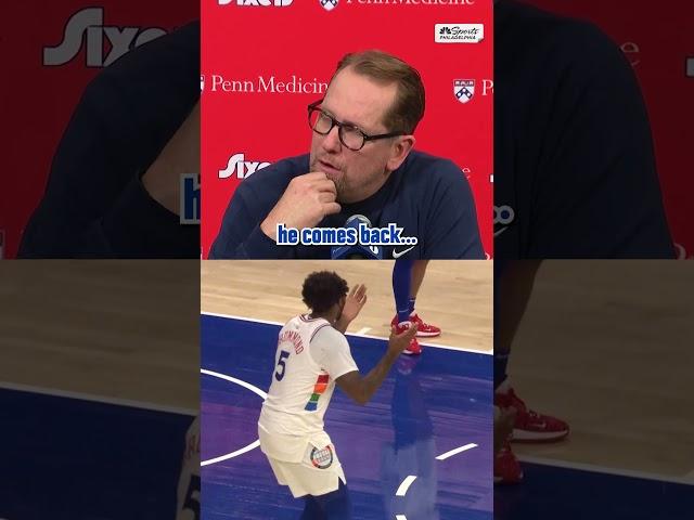 Nick Nurse on the "strange" against Joel Embiid and Andre Drummond in the Sixers vs Spurs game