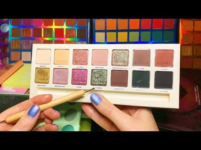 ASMR Eyeshadow Palettes Tracing  Reading Shade Names (Whispered)