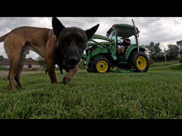 #29 John Deere 3046R used to spread gravel on a driveway, finish up the range